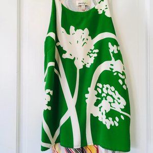 Anthropologie layered swing tank shirt bold green floral